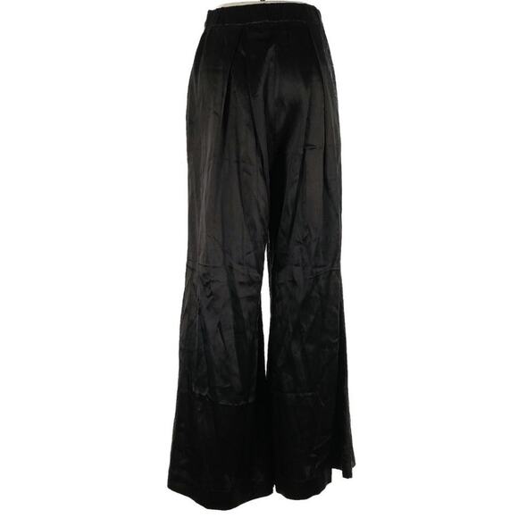 Free People × Brenda Knight Black Satin Size Large Wide Leg Pants - Picture 5 of 9